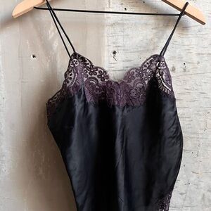 Dior Black Satin Camisole with Deep Purple Lace